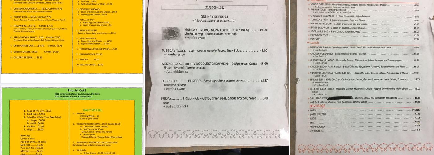 BHUJEL CAFE Menu