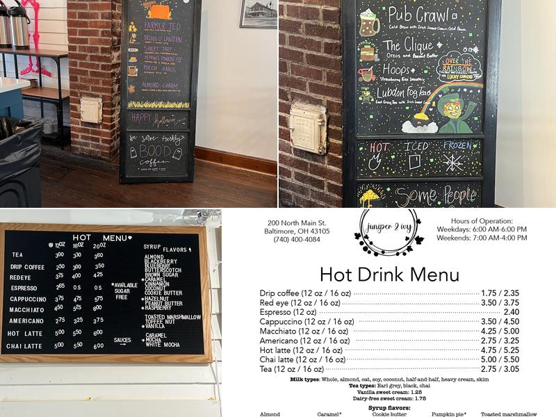 Juniper & Ivy Menu