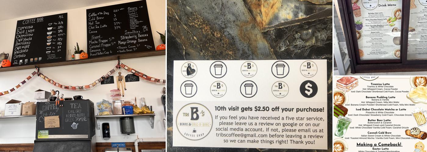 Tri B's Coffee Shop, LLC Menu