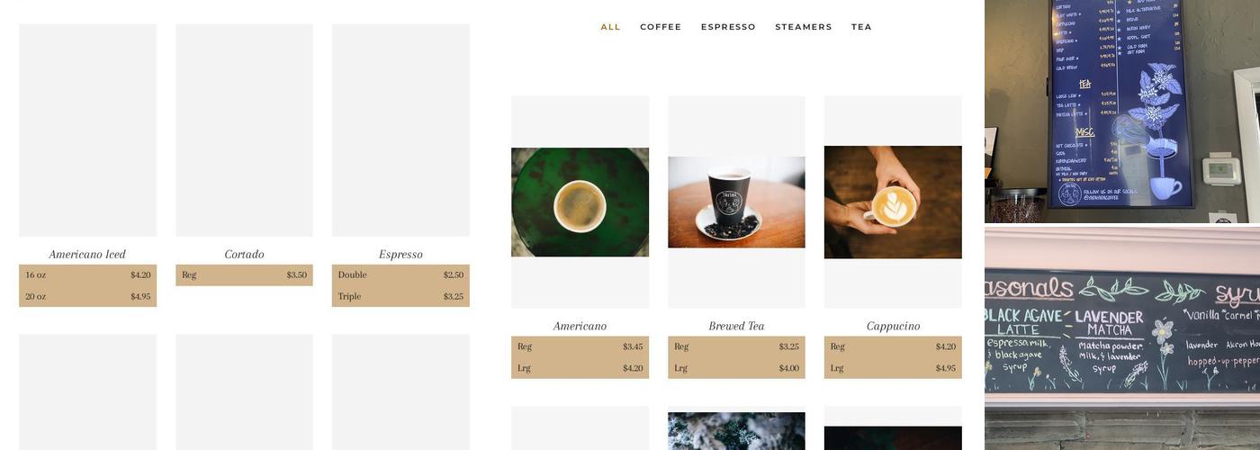 yada yada coffee Menu