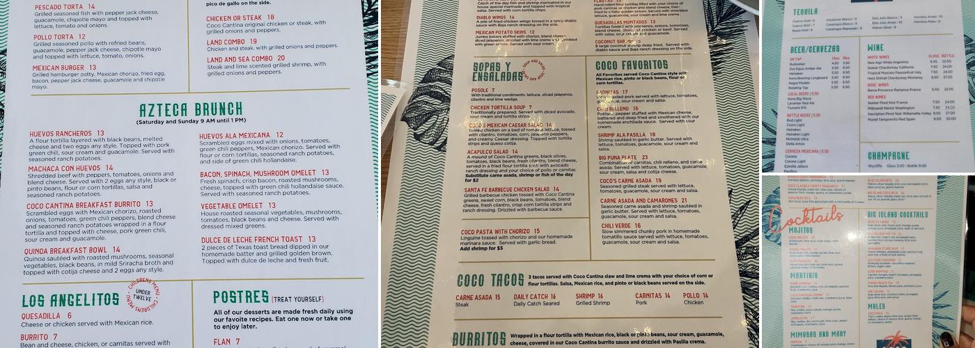 Coco Cantina Pahoa Menu