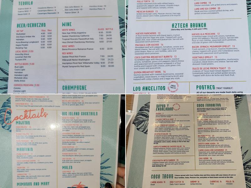 Coco Cantina Pahoa Menu