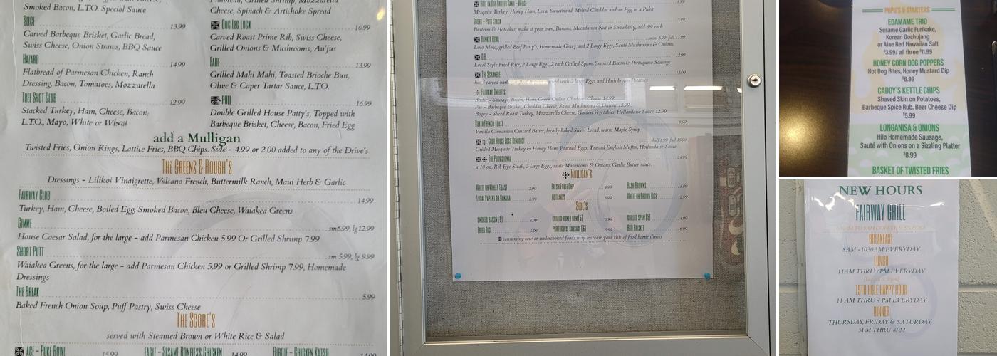 Fairway Grill Menu