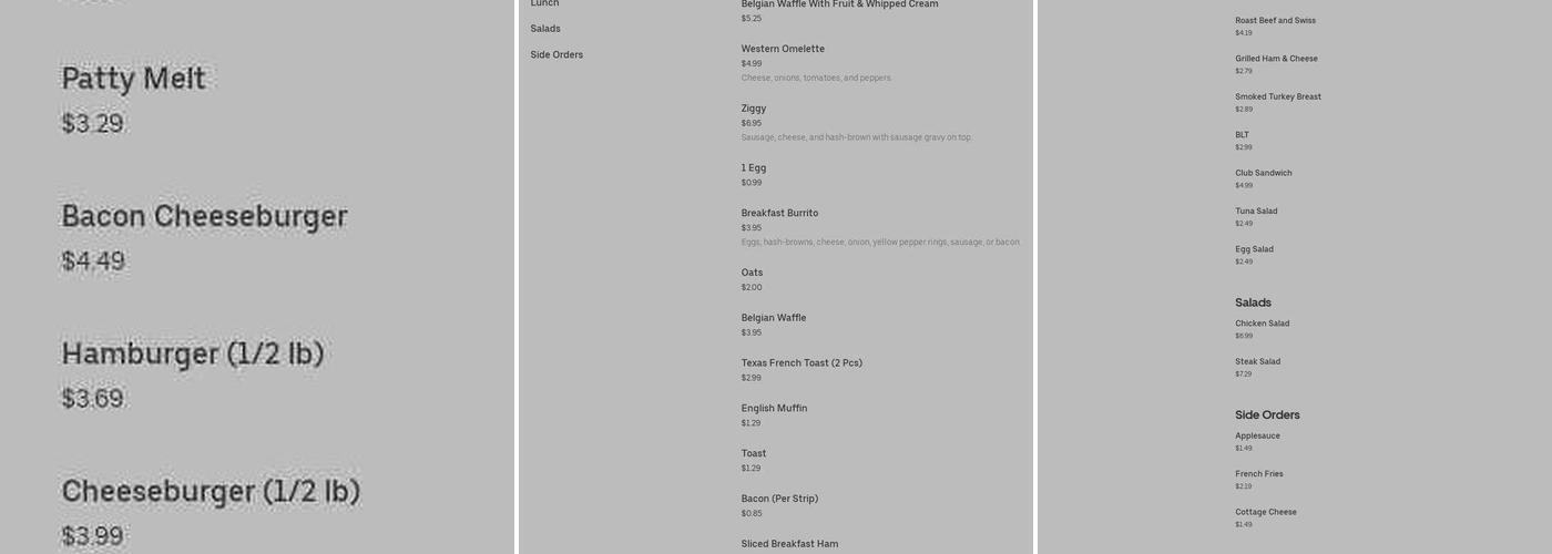 Cafe on the Hill Menu