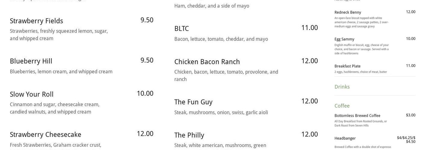 The Cracked Pot Coffee and Crepes Menu