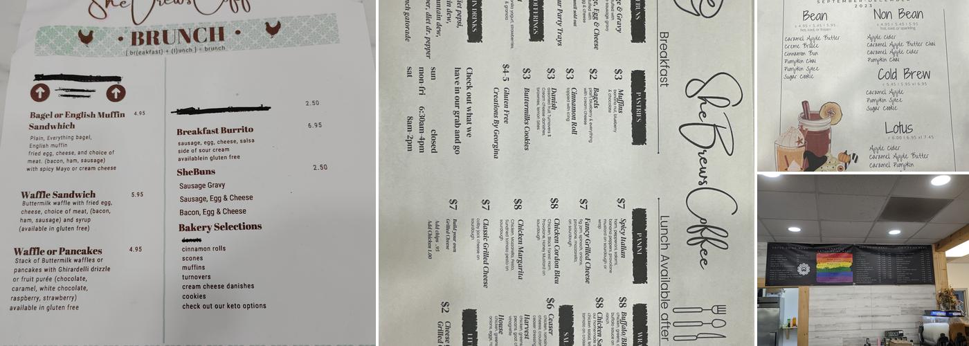 SheBrews Coffee Menu