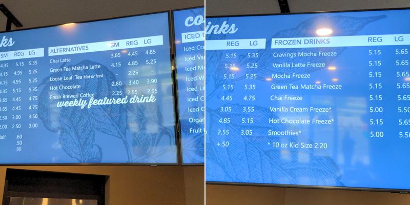 Coffee Cravings Menu