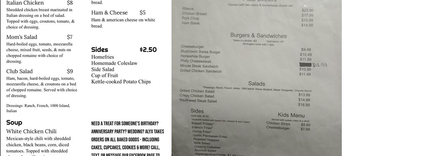 Beacon of Light Cafe Menu