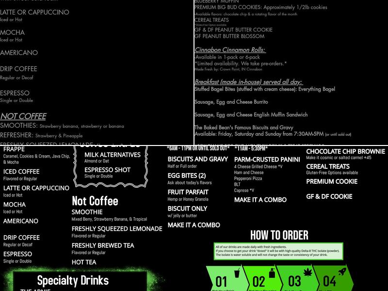 The Baked Bean - Coffee Shop & Dispensary Menu