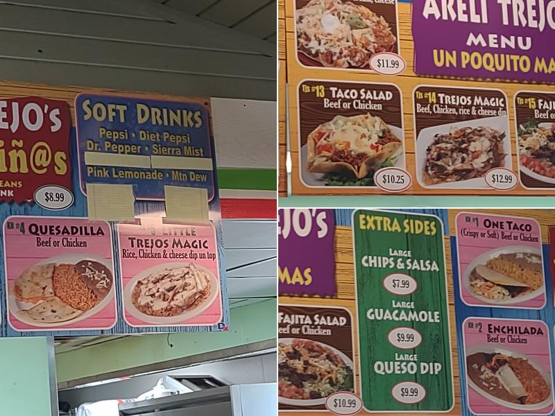 Trejos in the Park Menu