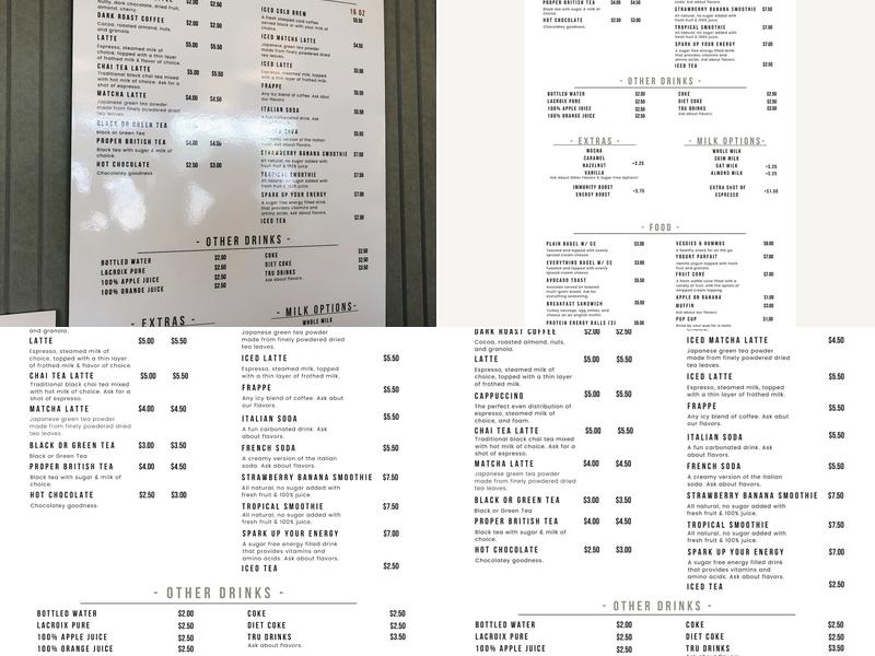 Evers & Ollie Menu