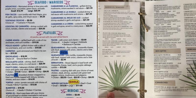 El Tio Chuy Menu