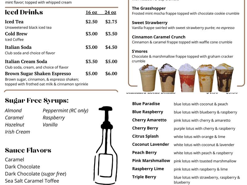 The Bridge Coffee Shop Menu