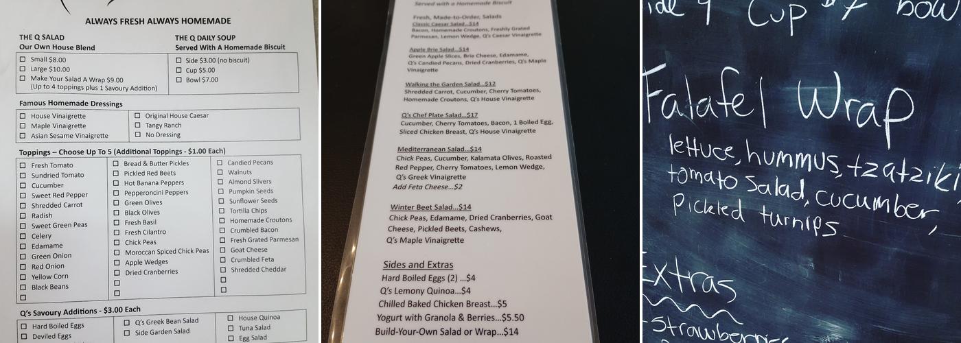 Q Cafe & Bakery Menu