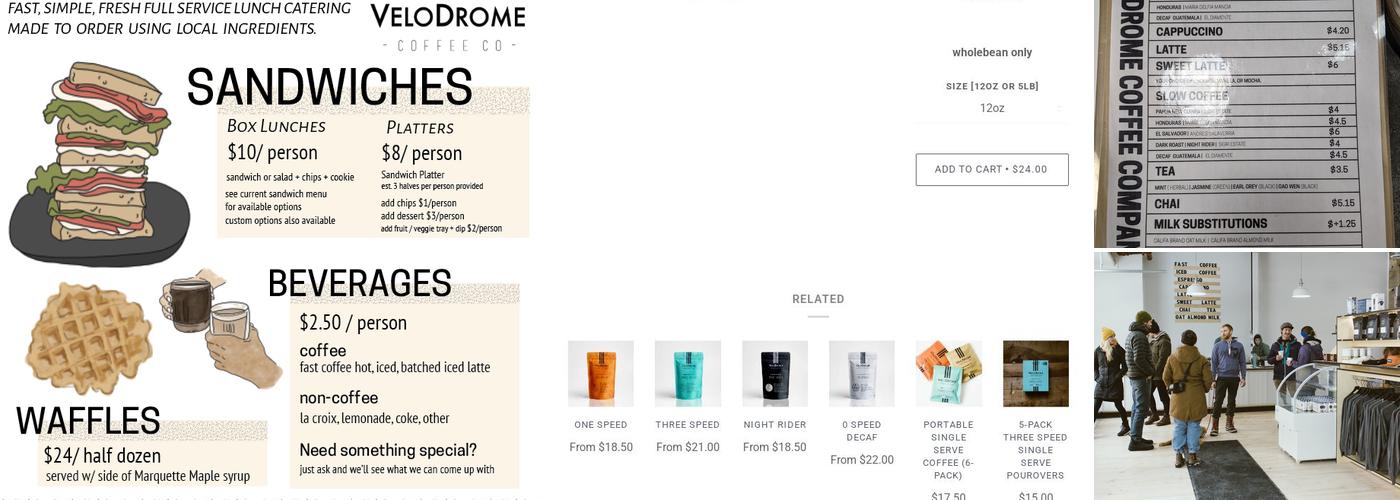 Velodrome Coffee Company Menu