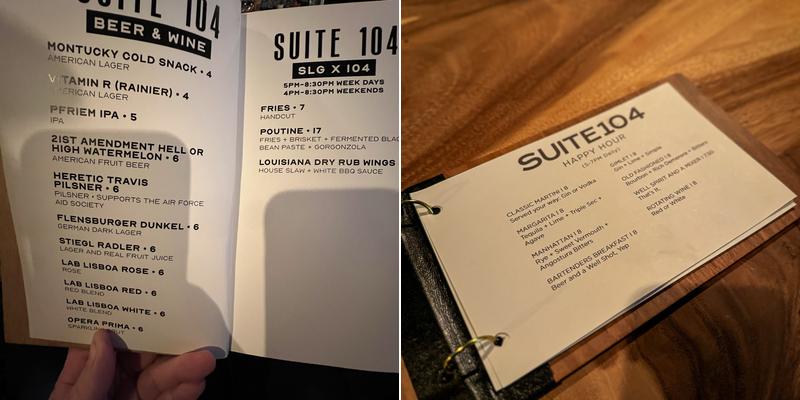 Suite 104 Menu