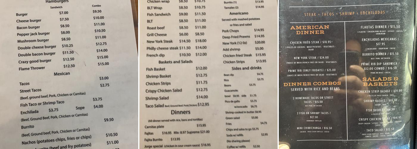 Cactus J Menu