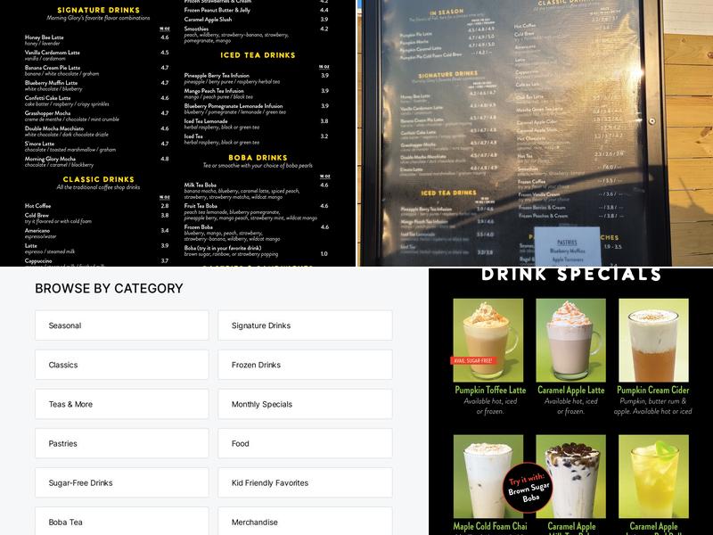 Morning Glory Coffee Menu