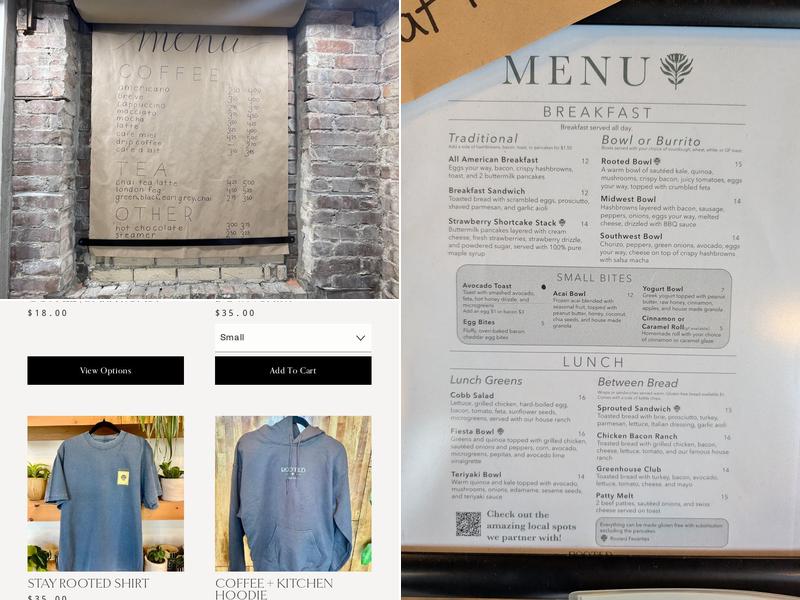 Rooted Plant + Coffee Shop Menu