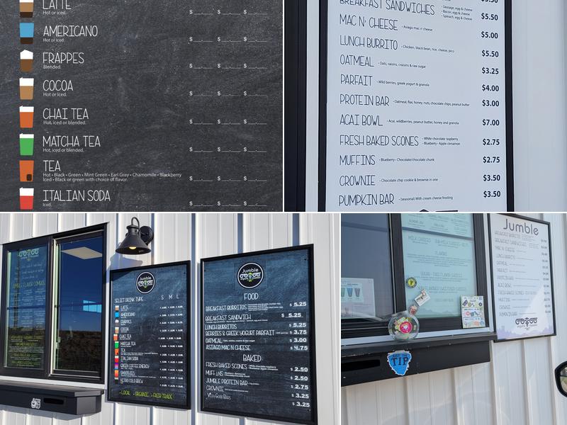 Jumble Coffee Peosta Menu