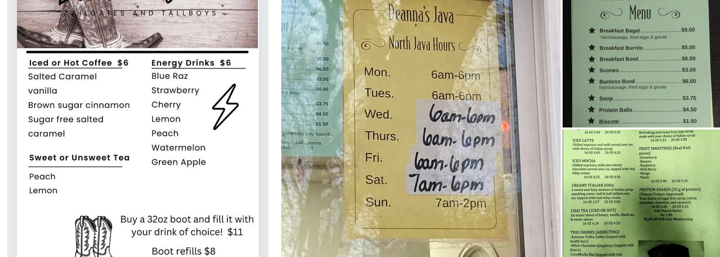 Deanna's Java North Menu