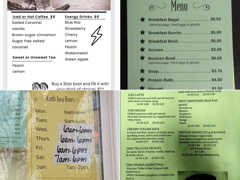 Deanna's Java North Menu