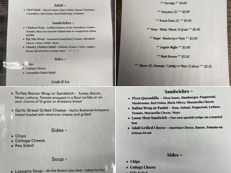 Jamie Lynn's Coffee House Menu