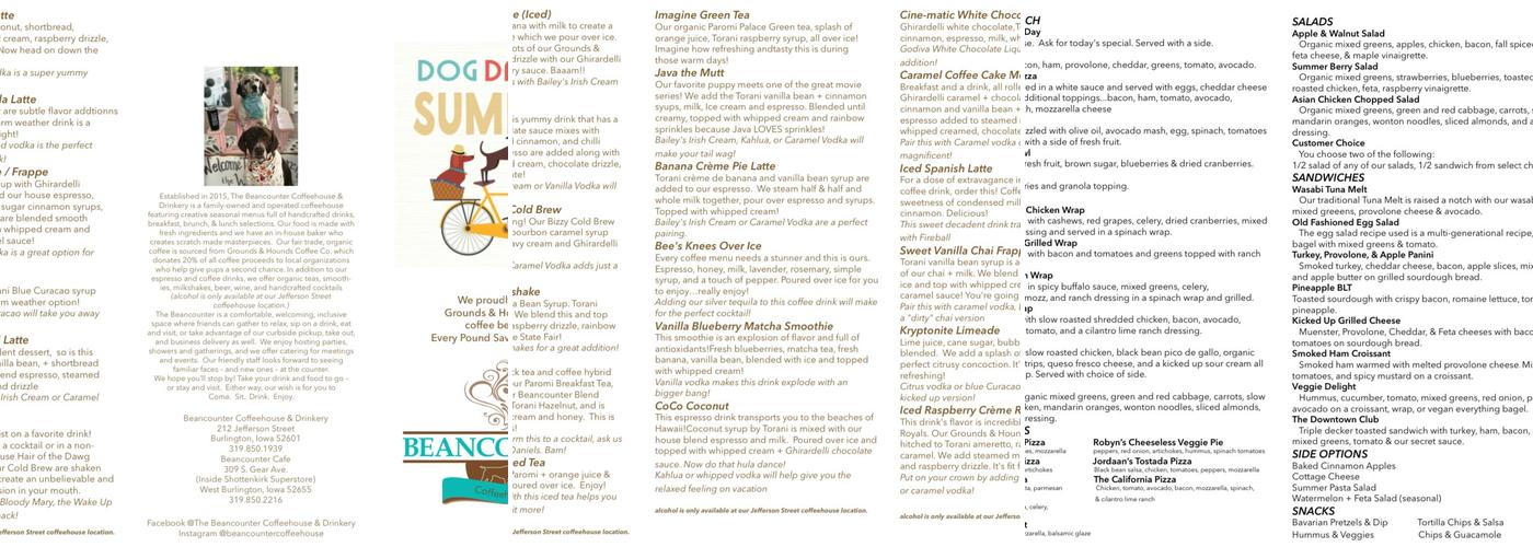 The Beancounter Cafe Menu