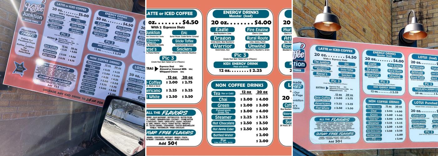 Koffee Junktion Menu