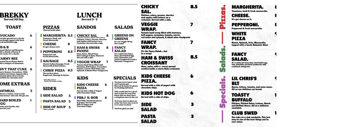 Swed & Co. Coffee Menu