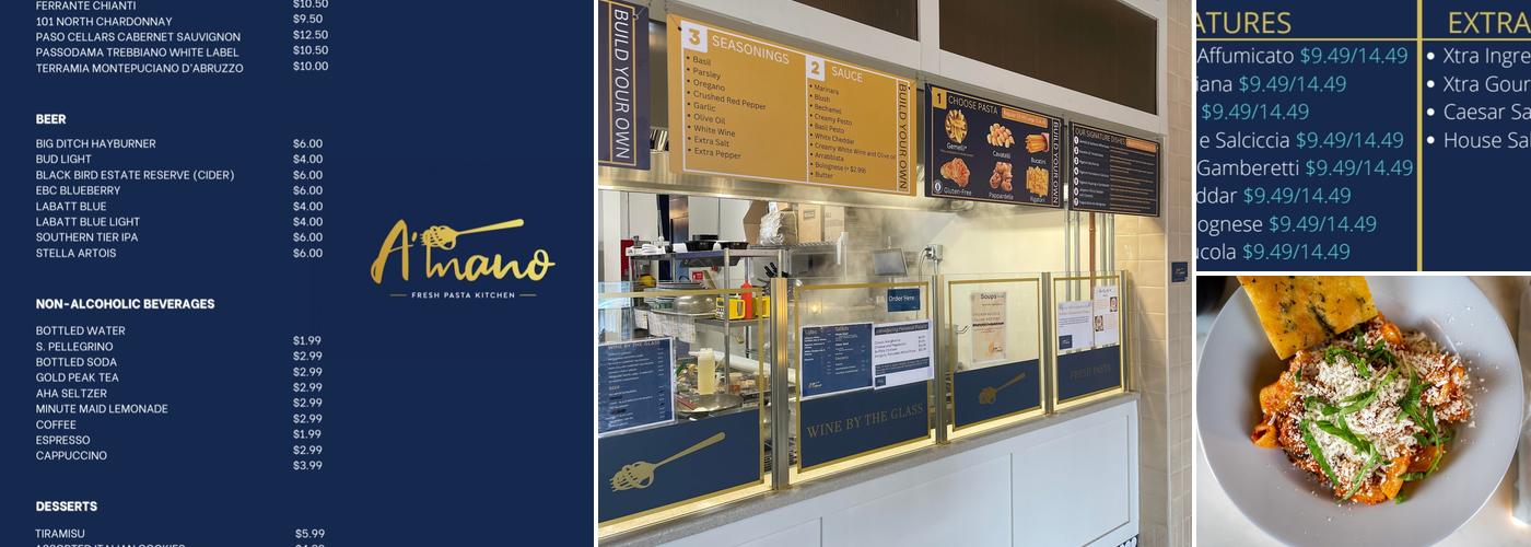 A'mano Fresh Pasta Kitchen Menu