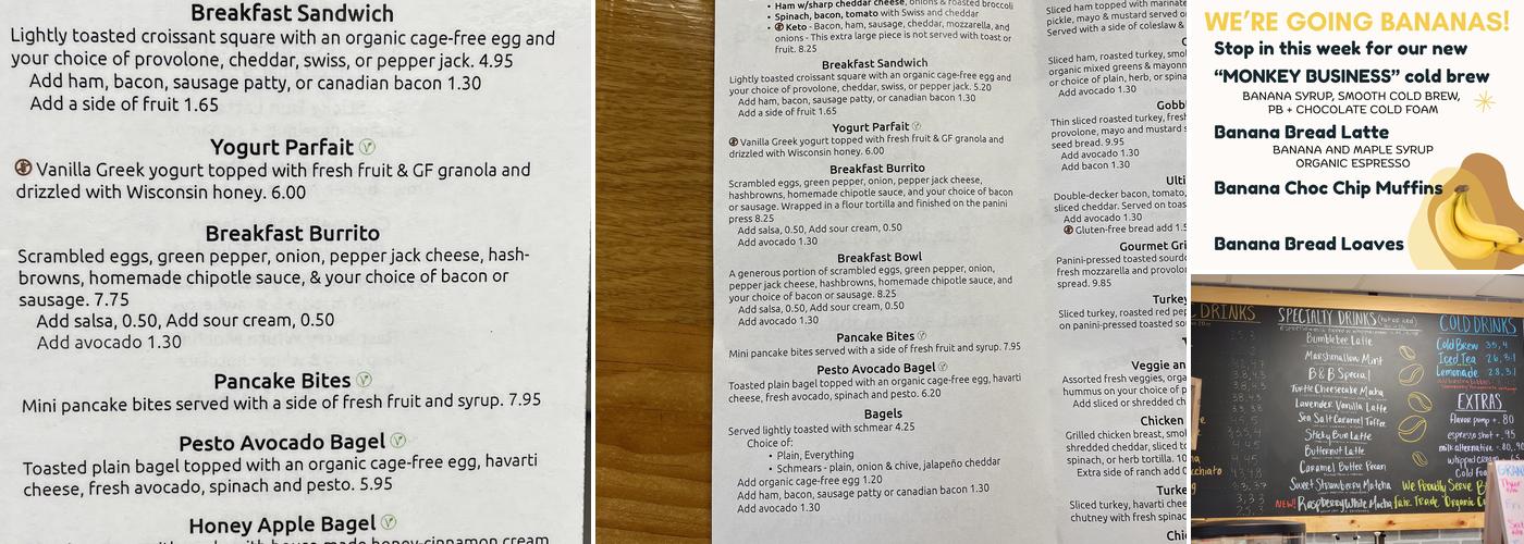 Beans & Bites Menu