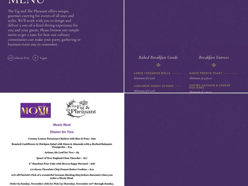 Moxie Coffee, Cafe, Catering Menu