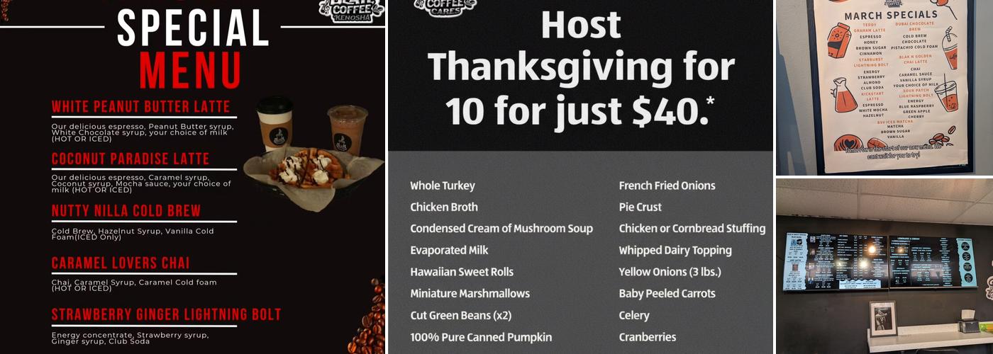 BLAK Coffee Kenosha Menu