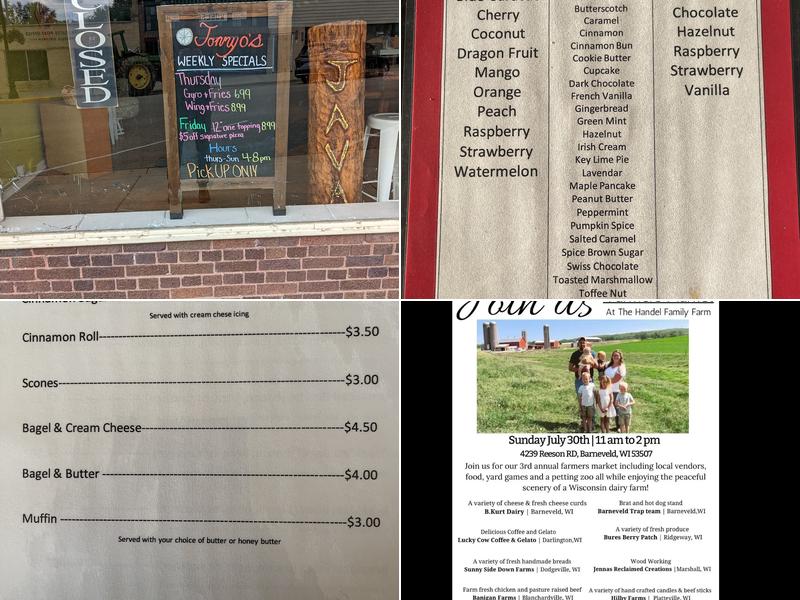 The Java Lava Cafe Menu