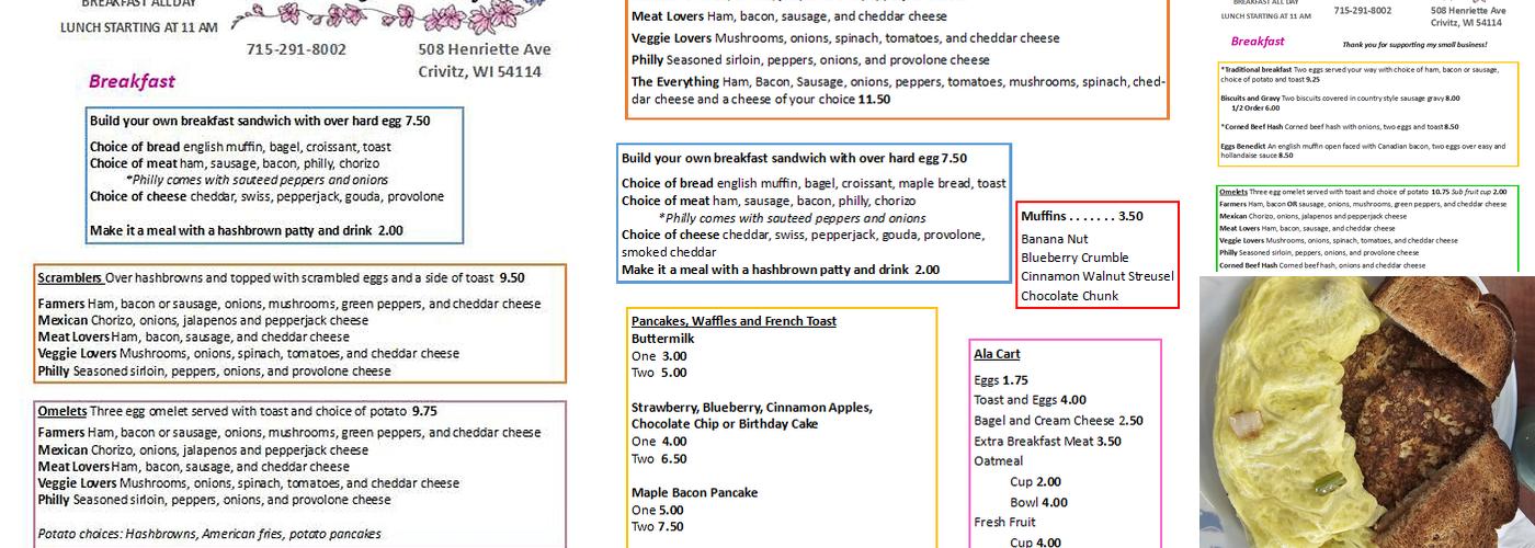 Hummingbird Cafe Menu