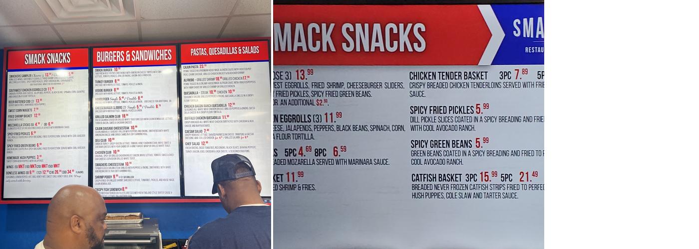 Smackers Restaurant Menu