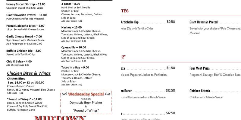 Midtown Bar & Grill Menu