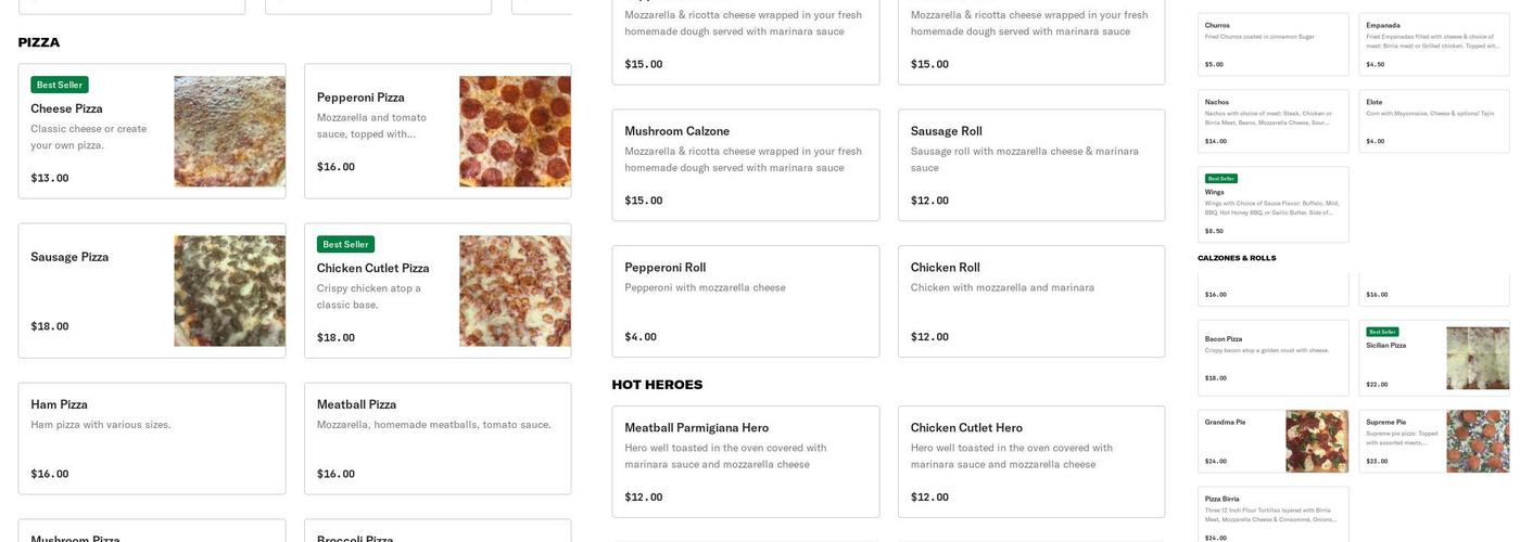 Barese Pizza Menu
