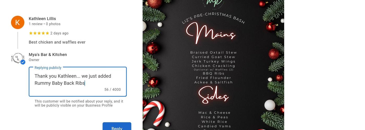 Mya's Bar & Kitchen Menu