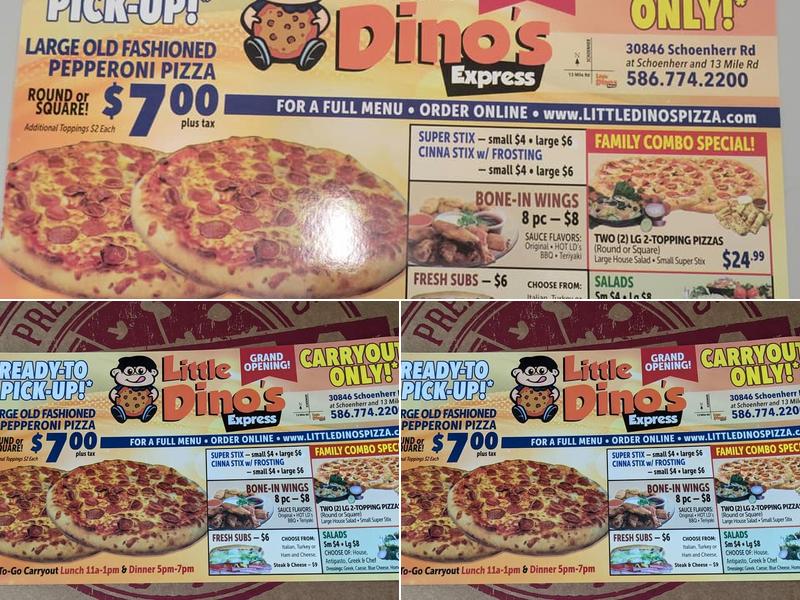 Little Dino's Pizza Menu
