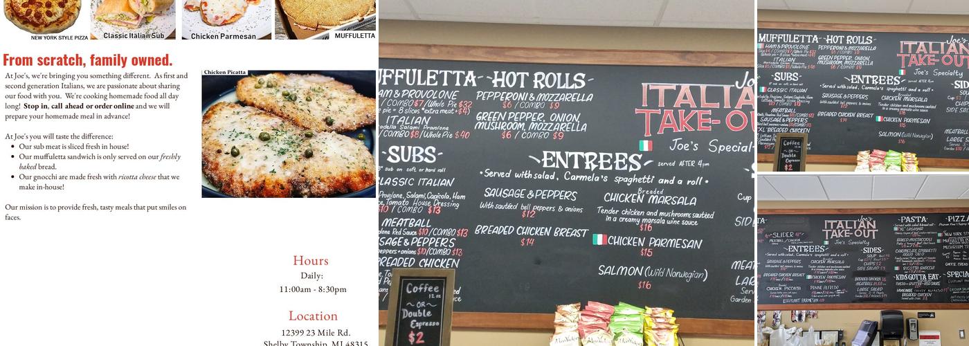 Joe's ITALIAN TAKE-OUT Menu