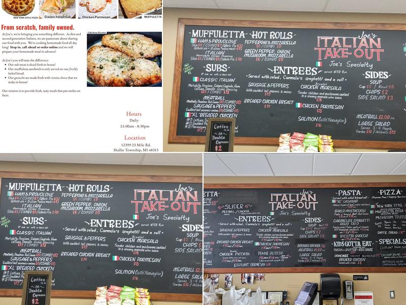 Joe's ITALIAN TAKE-OUT Menu