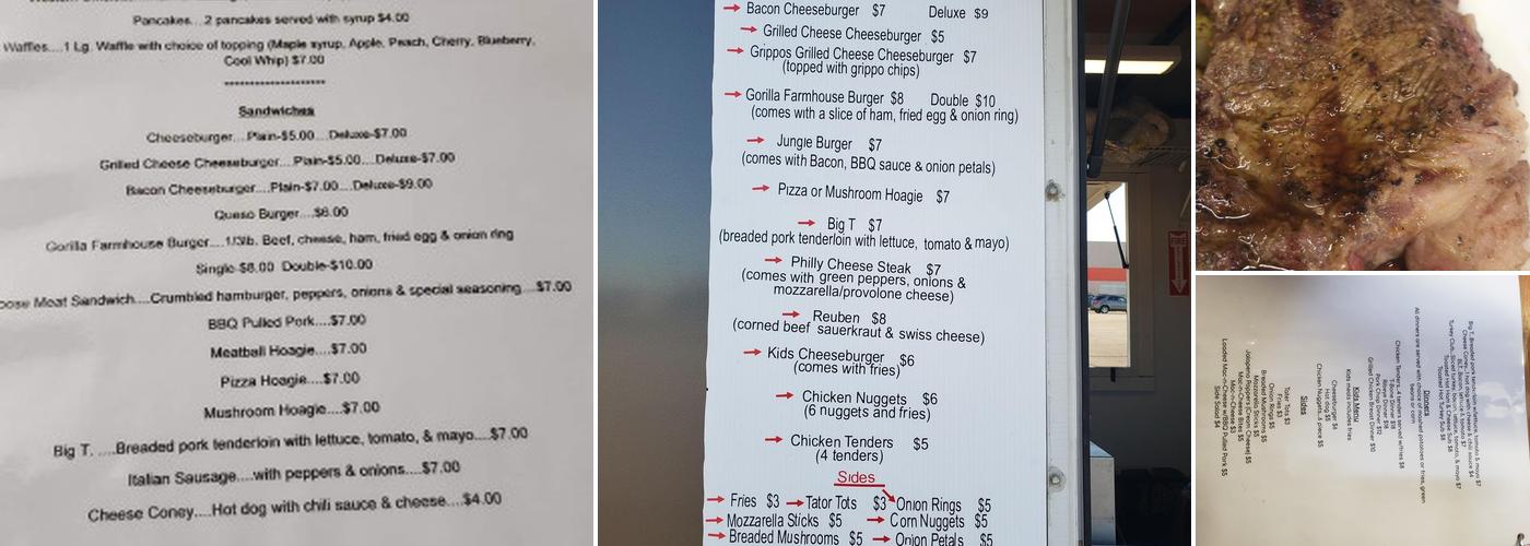 The Grub’n Monkey Menu