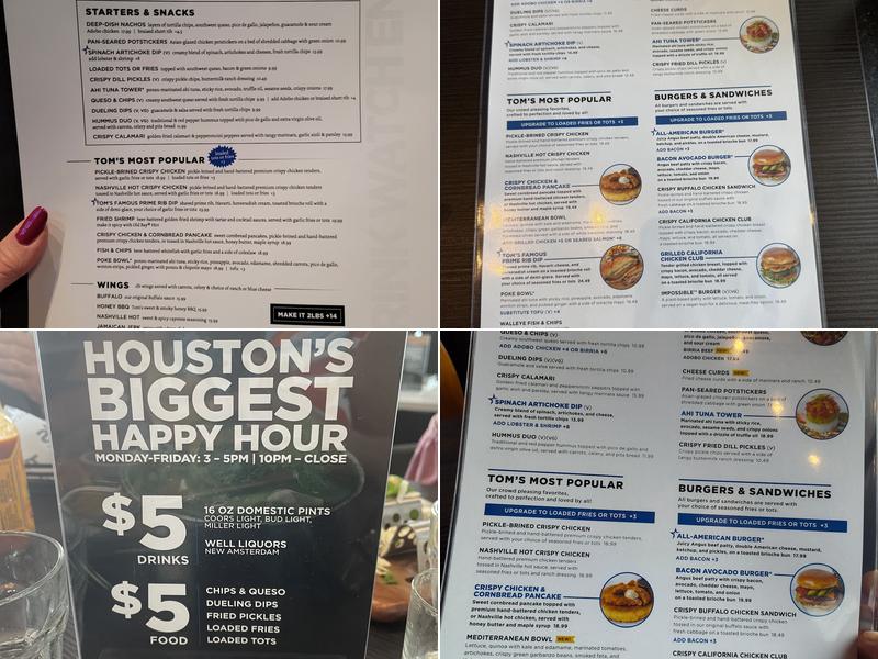 Tom's Watch Bar Menu