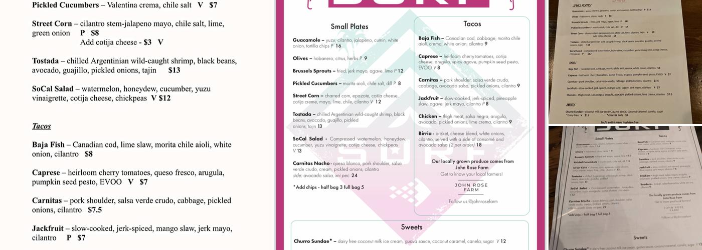 Surf Menu