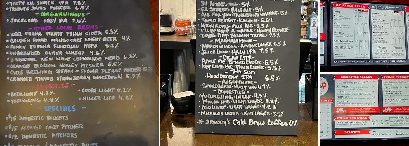FLocalé Axe Throwing Menu