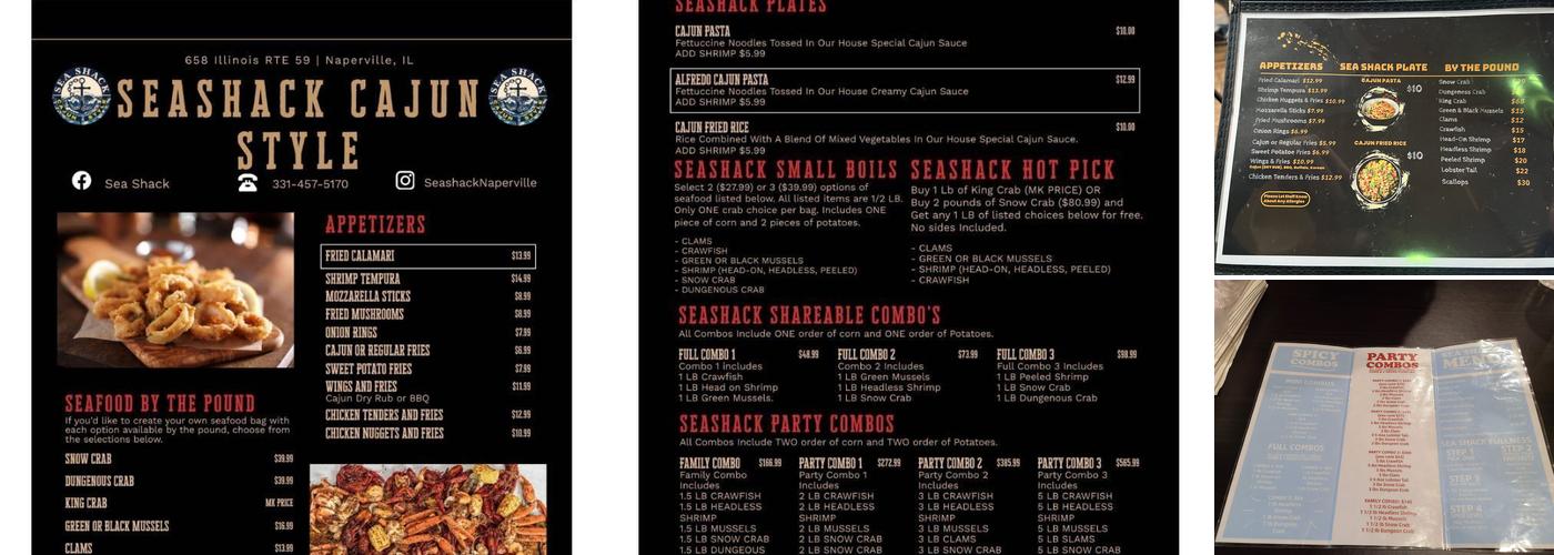 Sea Shack Cajun Style Menu