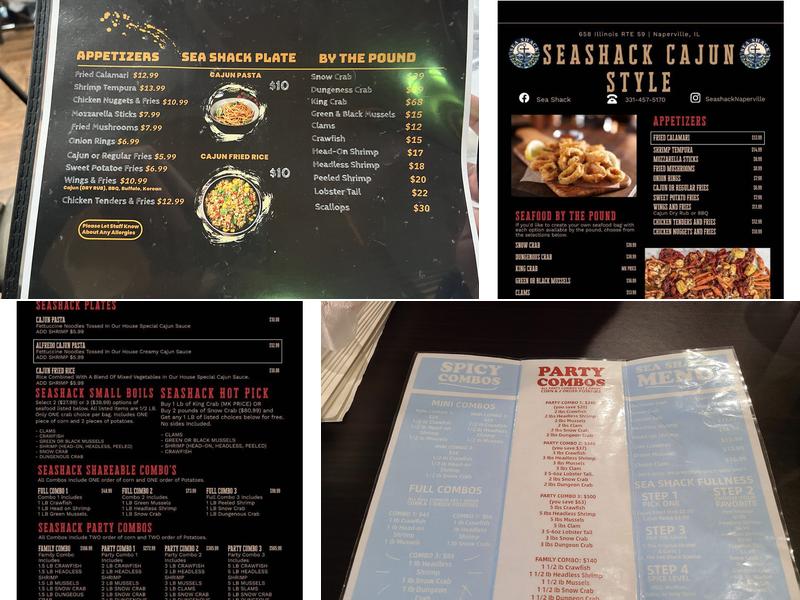 Sea Shack Cajun Style Menu