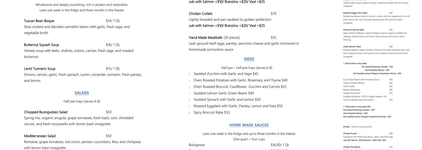 Cappelli's Kitchen Menu